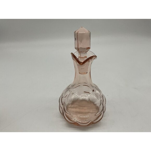 Pink Depression Glass 5" Bottle with Hexagon Shaped Stopper, MCM Collectible - Picture 10 of 13